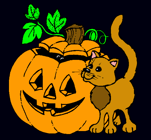 Calabaza y gato