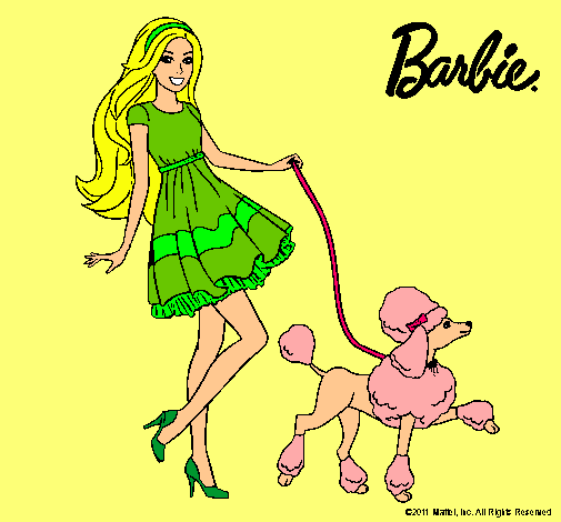 Dibujo Barbie paseando a su mascota pintado por Amyluz