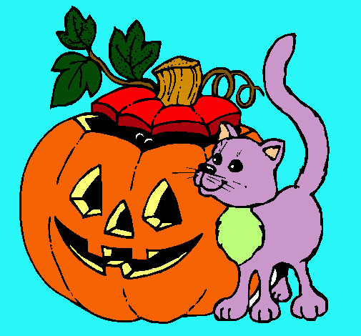 Calabaza y gato