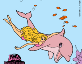 Dibujo Barbie y delfín pintado por akuasilver