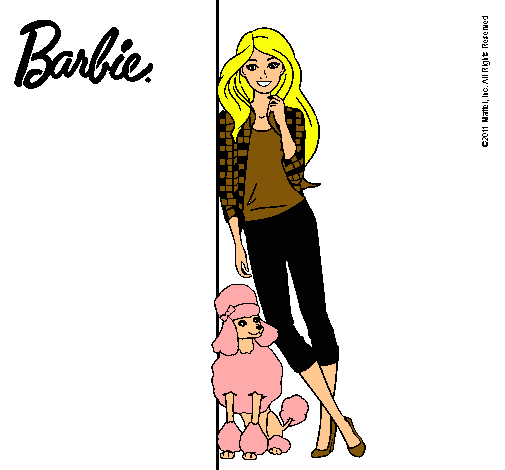 Dibujo Barbie con cazadora de cuadros pintado por ernesotto