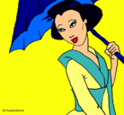 Dibujo Geisha con paraguas pintado por saray23