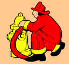 Dibujo Bombero en la boca de incendios pintado por santinene