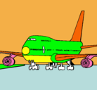 Dibujo Avión en pista pintado por airbus