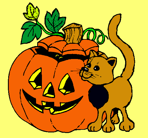 Calabaza y gato