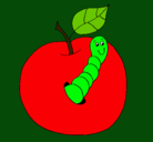Dibujo Manzana con gusano pintado por ndrea