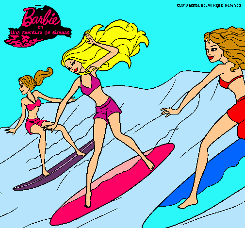 Dibujo Barbie de nuevo con sus amigas pintado por Loren