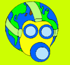 Dibujo Tierra con máscara de gas pintado por zoyla
