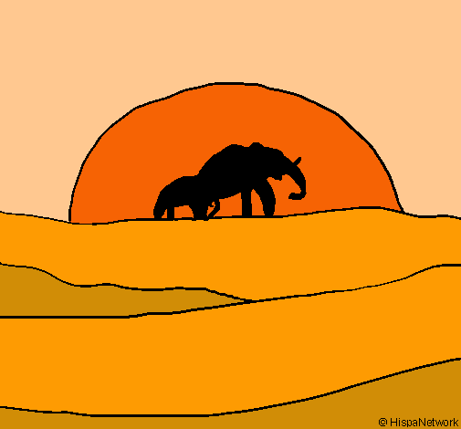 Elefante en el amanecer