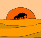 Dibujo Elefante en el amanecer pintado por Kesa