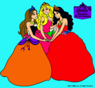 Dibujo Barbie y sus amigas princesas pintado por lasprincesas