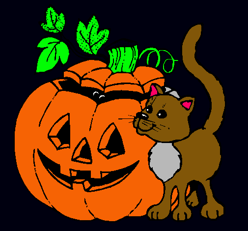 Calabaza y gato