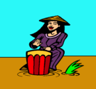 Dibujo Mujer tocando el bongó pintado por fabila