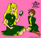 Dibujo Barbie con el teléfono móvil pintado por amalia