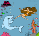 Dibujo Barbie jugando con un delfín pintado por terenoa2