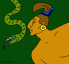 Dibujo Serpiente y guerrero pintado por tapun