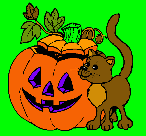 Calabaza y gato