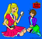 Dibujo Barbie con el teléfono móvil pintado por kelita