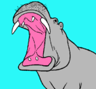 Dibujo Hipopótamo con la boca abierta pintado por pache
