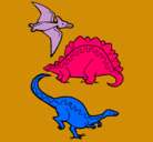 Dibujo Tres clases de dinosaurios pintado por 1234567890uu