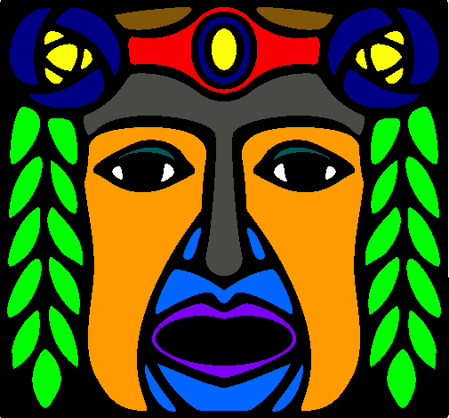 Dibujo Máscara Maya pintado por arocena