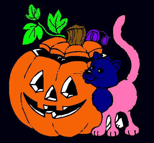 Calabaza y gato