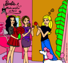 Dibujo Barbie de compras con sus amigas pintado por verano