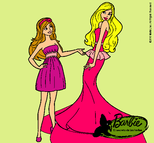 Dibujo Barbie estrena vestido pintado por Loren