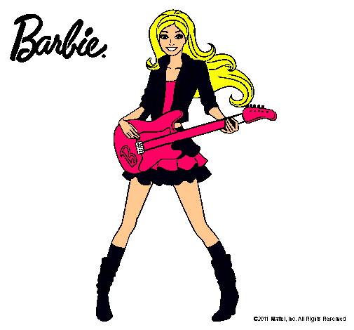Dibujo Barbie guitarrista pintado por ernesotto