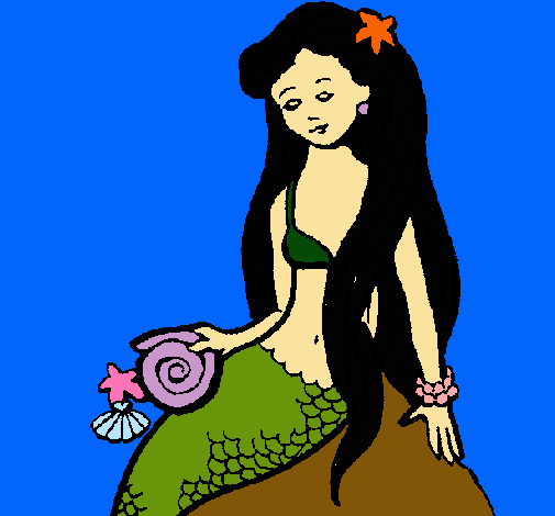 Dibujo Sirena con caracola pintado por Barbie95