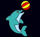 Dibujo Delfín jugando con una pelota pintado por julita