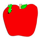 Dibujo Gusano en la fruta pintado por ornela