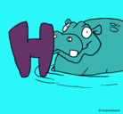 Dibujo Hipopótamo pintado por guanda