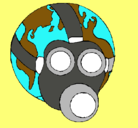 Dibujo Tierra con máscara de gas pintado por julita