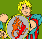 Dibujo Caballero con escudo de león pintado por usuar