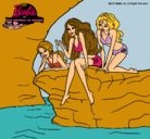 Dibujo Barbie y sus amigas sentadas pintado por terenoa2
