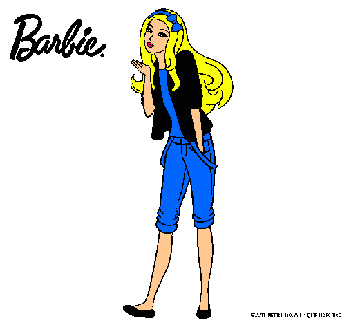 Dibujo Barbie con look casual pintado por ernesotto