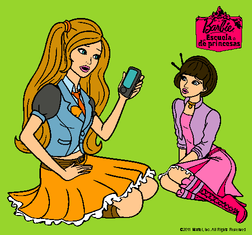 Dibujo Barbie con el teléfono móvil pintado por terenoa2