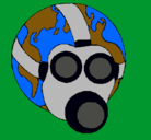 Dibujo Tierra con máscara de gas pintado por cind