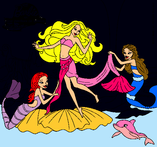 Dibujo Barbie con sirenas pintado por Diianiita