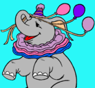 Dibujo Elefante con 3 globos pintado por rosrey