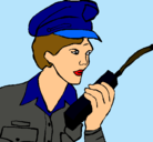 Dibujo Policía con el walkie pintado por karenxxitha_23