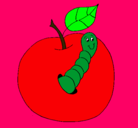 Dibujo Manzana con gusano pintado por cinthy