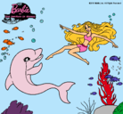 Dibujo Barbie jugando con un delfín pintado por akuasilver