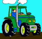 Dibujo Tractor en funcionamiento pintado por jureas