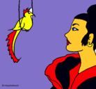 Dibujo Mujer y pájaro pintado por felipe_10