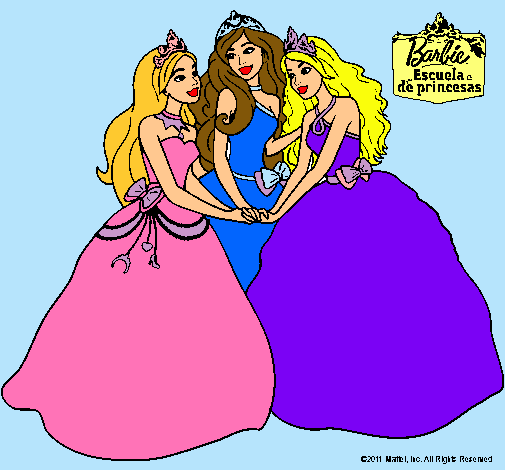 Dibujo Barbie y sus amigas princesas pintado por Diianiita