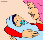 Dibujo Madre con su bebe II pintado por Mirene