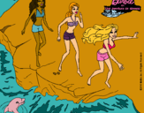 Dibujo Barbie y sus amigas en la playa pintado por akuasilver