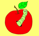 Dibujo Manzana con gusano pintado por mika123